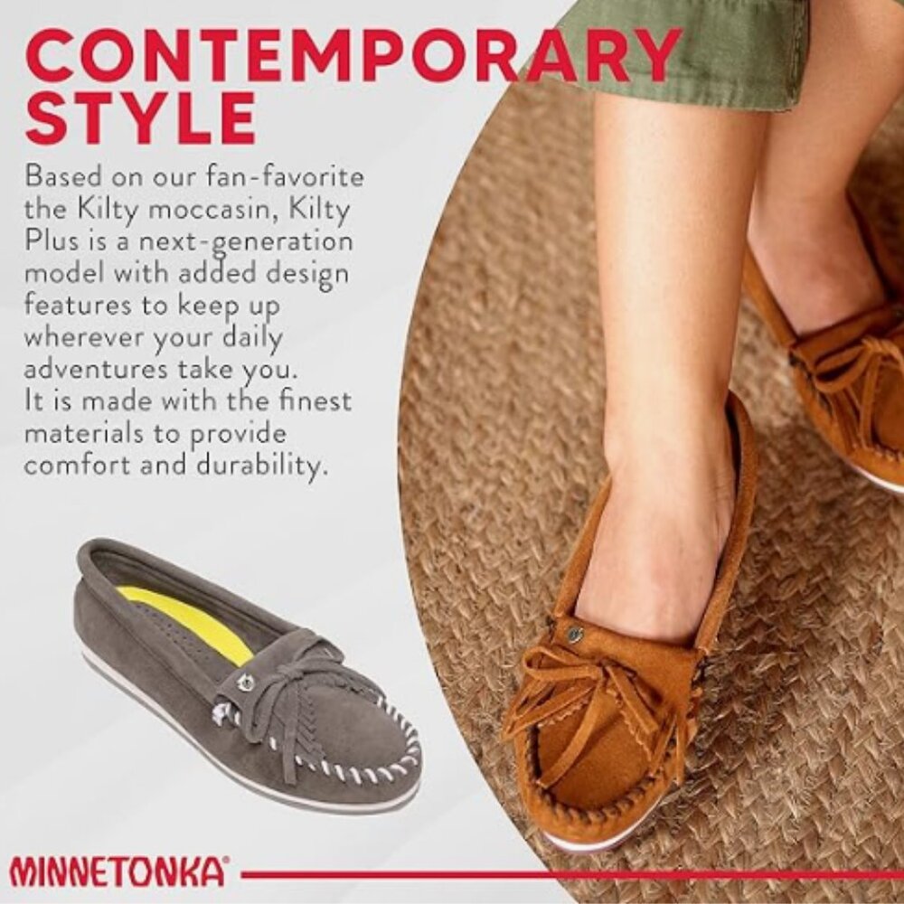 Minnetonka | Kilty Plus Moccasin Grey Suede | Size‎ 9 Women's - Picture 14 of 16